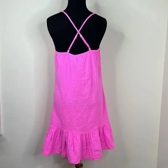 VINEYARD VINES Pink Neon Confetti Strappy Cross Back Coverup Dress XXS - Picture 5 of 7